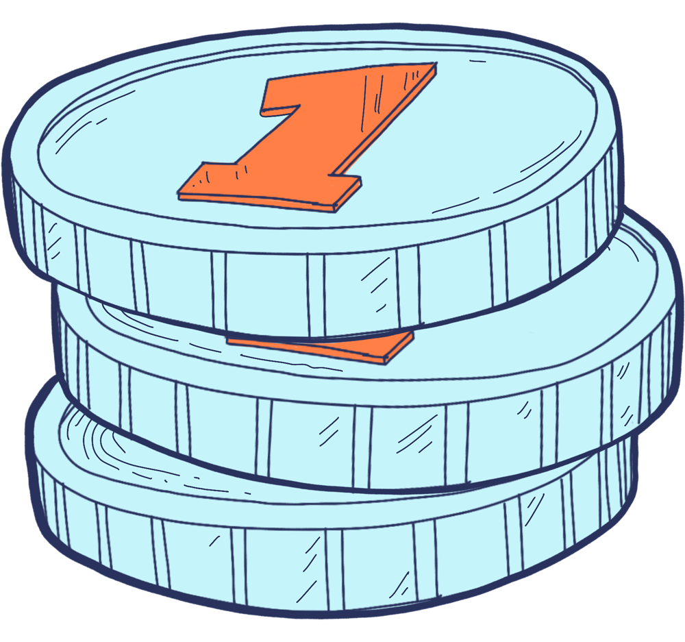 Coins showing how much it costs illustration